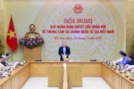 Nguyen Hoa Binh, viceprimer ministro permanente de Vietnam, habla en el evento. (Fuente: VNA)
