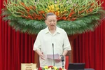 El secretario general del Partido Comunista de Vietnam, To Lam, habla en el evento. (Fuente: VNA)