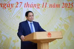 El primer ministro vietnamita, Pham Minh Chinh, habla en el evento. (Fuente: VNA)