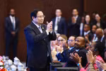El primer ministro vietnamita, Pham Minh Chinh, habla en el evento. (Fuente: VNA)