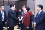 El presidente de Vietnam, Luong Cuong, recibe a Li Li, fundadora del Grupo MEBO International de China. (Fuente: VNA)