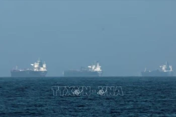 Embarcaciones fondeadas frente a la costa de Fujairah, en los Emiratos Árabes Unidos (EAU), en medio de las restricciones de Irán a las actividades marítimas en el estrecho de Ormuz, el 3 de marzo de 2026. Foto: REUTERS/VNA