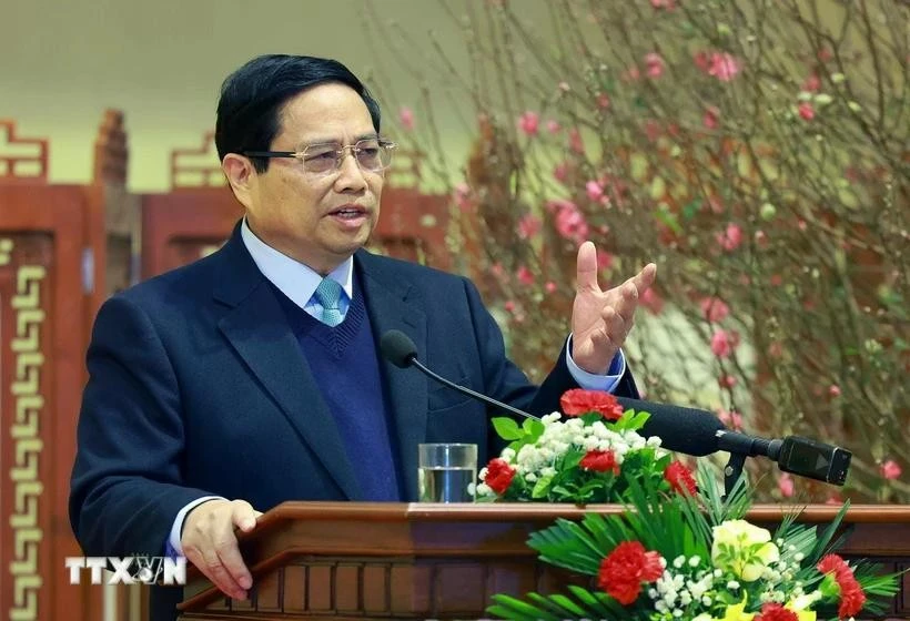 El primer ministro de Vietnam, Pham Minh Chinh, envió sus felicitaciones de año nuevo 2025 al sector bancario. (Fuente: VNA)