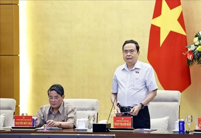 El presidente de la Asamblea Nacional de Vietnam, Tran Thanh Man, pronuncia un discurso (Fuente: VNA)