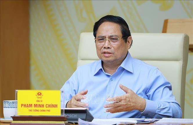 El primer ministro Pham Minh Chinh en la conferencia (Fuente: VNA)