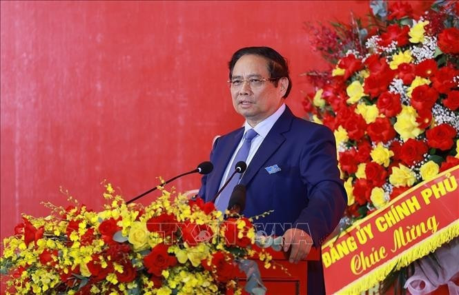 El primer ministro de Vietnam, Pham Minh Chinh, pronuncia un discurso en el evento (Fuente: VNA)