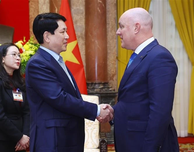 El presidente de Vietnam, Luong Cuong, y el primer ministro de Nueva Zelanda, Christopher Luxon. (Fuente: VNA)