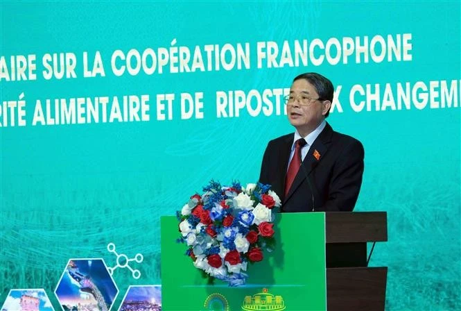 El vicepresidente de la Asamblea Nacional de Vietnam, Nguyen Duc Hai, pronuncia su discurso de clausur. (Fuente: VNA)