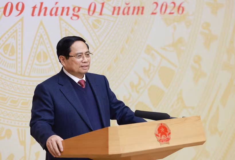 El primer ministro de Vietnam, Pham Minh Chinh, dirige la conferencia (Fuente: VNA)