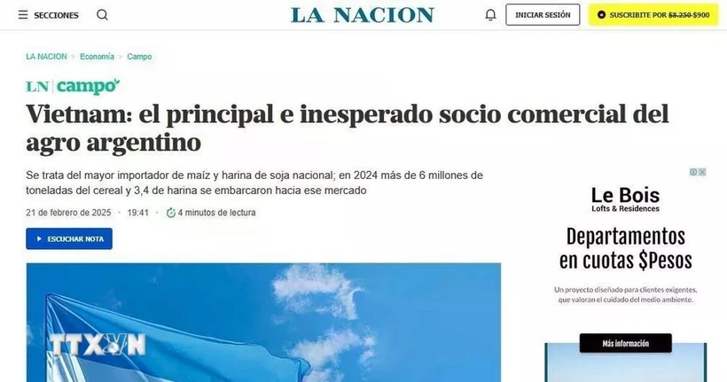 El artículo del periódico La Nación de Argentina. 