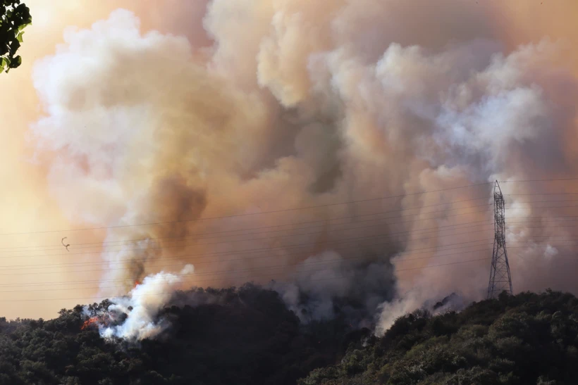 El humo del incendio forestal el 11 de enero de 2025 en Los Ángeles, California, Estados Unidos. (Foto: Xinhua/VNA)