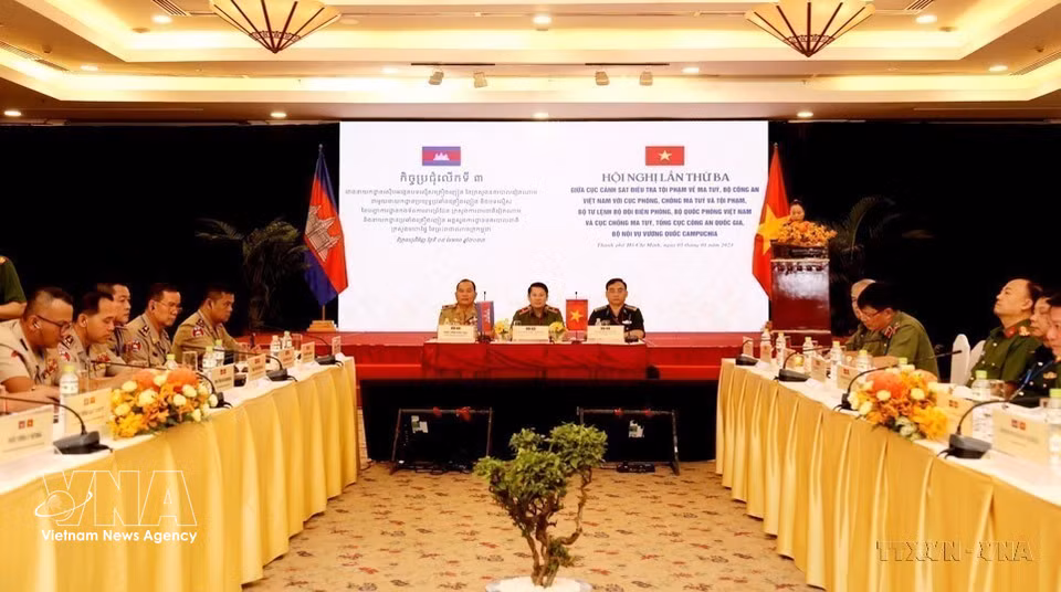 La tercera Conferencia entre Vietnam y Camboya sobre Prevención y Control del Narcotráfico se celebró en Ciudad Ho Chi Minh. Foto: VNA