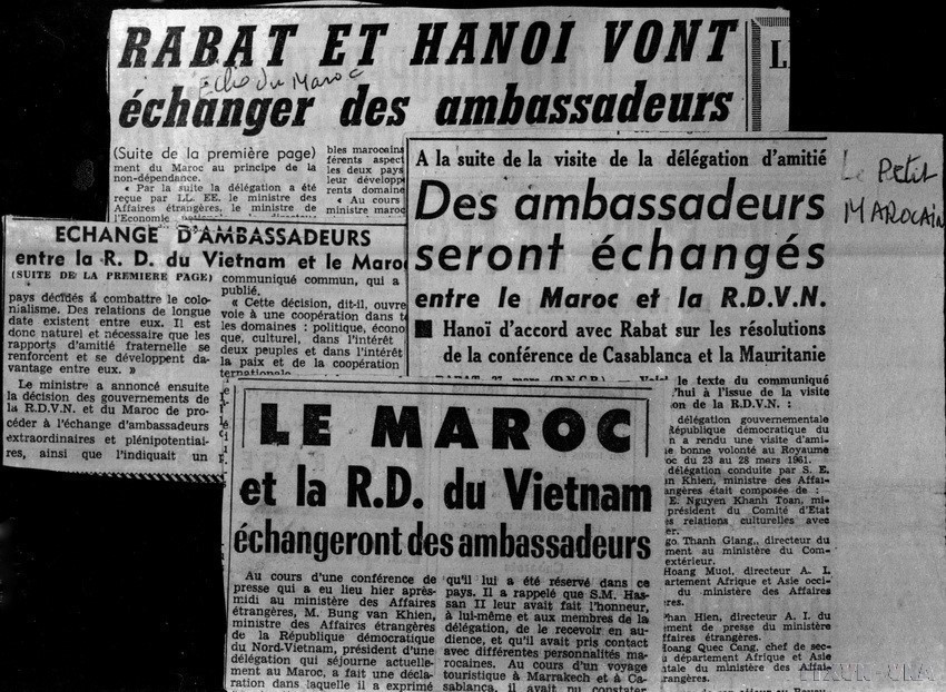 La prensa marroquí informó que Vietnam y Marruecos intercambiarían embajadores durante la visita de la delegación gubernamental de la República Democrática de Vietnam, encabezada por el ministro de Relaciones Exteriores, Ung Van Khiem, durante su visita al Reino de Marruecos (marzo de 1961). Foto: VNA