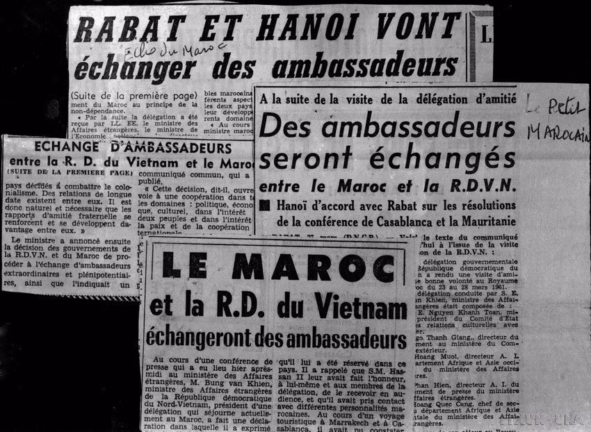 La prensa marroquí informó que Vietnam y Marruecos intercambiarían embajadores durante la visita de la delegación gubernamental de la República Democrática de Vietnam, encabezada por el ministro de Relaciones Exteriores, Ung Van Khiem, durante su visita al Reino de Marruecos (marzo de 1961). Foto: VNA