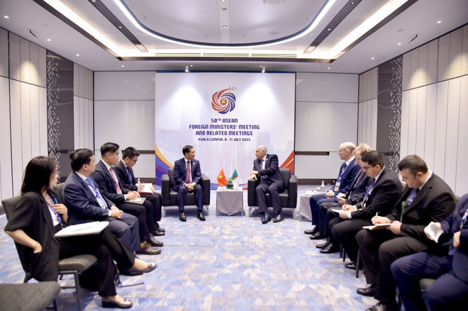 El viceprimer ministro y canciller de Vietnam, Bui Thanh Son, y el ministro argelino de Relaciones Exteriores, Ahmed Attaf. (Foto: VNA) gap-btng-algeria.jpg