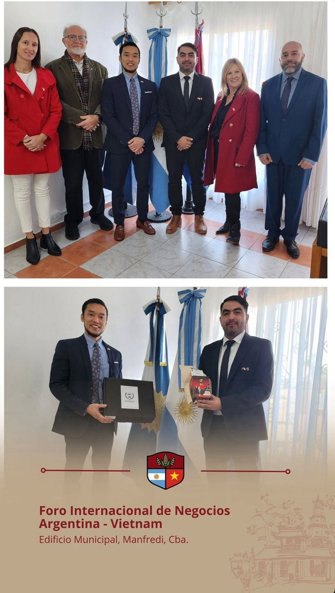 Jefe de la Sección Comercial de la Embajada de Vietnam en Argentina, Ngo Manh Khoi, los intendente de Manfredi, Patricio Olmedo y la Profesora Marcia Daniele, Directora del Instituto Superior de Estudios Orientales (ISEO) en la actividad. 33e4f840-89cc-40ff-89f2-a88e297b3556.jpg
