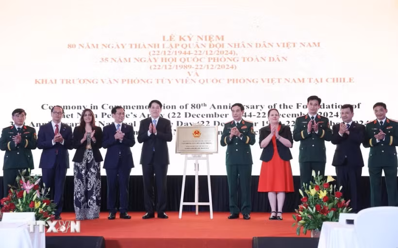 La inauguración de la agregaduría militar de Vietnam en Chile contó con la asistencia del prsidente Luong Cuong (Fuente: VNA)