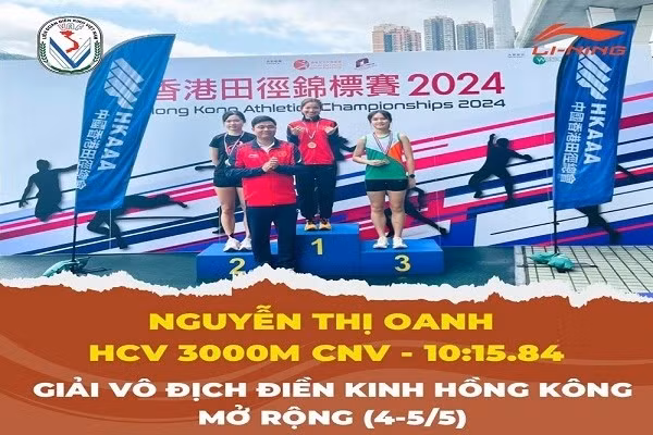 La atleta Nguyen Thi Oanh se llevó un oro en la prueba femenina de 3.000 metros con obstáculos en un tiempo de 10 minutos y 15,84 segundos. (Fuente:Internet)