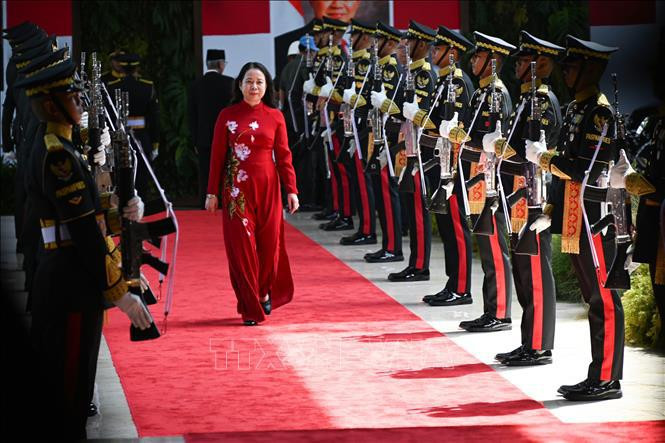 La vicepresidenta de Vietnam Vo Thi Anh Xuan asiste a la ceremonia. (Fuente: VNA)