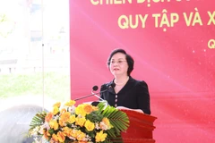 La viceprimera ministra Pham Thi Thanh Tra en la ceremonia de lanzamiento de la campaña en la Ciudadela de Quang Tri. (Foto: VNA)