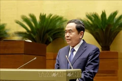 El presidente de la Asamblea Nacional, Tran Thanh Man, habla en la conferencia. (Foto: VNA)
