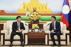 El vicecanciller vietnamita Nguyen Manh Cuong (izquierda) y el jefe interino de la Comisión de Relaciones Exteriores del Comité Central del Partido Popular Revolucionario de Laos, Bounlua Phandanouvong. (Foto: VNA)
