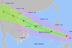 Pronóstico de la ubicación y dirección de la tormenta Bualoi a la 1:00 del 26 de septiembre. (Foto: Centro Nacional de Pronósticos Hidrometeorológicos)