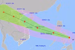 Pronóstico de la ubicación y dirección de la tormenta Bualoi a la 1:00 del 26 de septiembre. (Foto: Centro Nacional de Pronósticos Hidrometeorológicos)