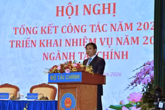 el ministro de Finanzas de Vietnam, Nguyen Van Thang, habla en la conferencia. (Foto: Vietnam+)