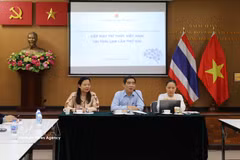 El embajador Pham Viet Hung (en el centro) pronuncia el discurso de apertura del coloquio. Foto: VNA