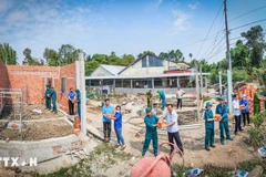 Vietnamitas uniéndose para eliminar casas temporales y deterioradas. (Foto: VNA)