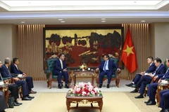 Durante el encuentro entre el primer ministro vietnamita, Pham Minh Chinh, y el vicepresidente de la Autoridad de Inversiones de Omán, Sheikh Nasser bin Suliman Al Harthi. (Foto: VNA)