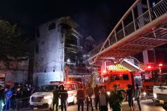 Escena del incendio en el distrito de Bac Tu Liem, en Hanoi. (Fuente: VNA)