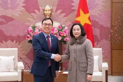 La vicepresidenta de la Asamblea Nacional de Vietnam, Nguyen Thi Thanh, y el embajador de Corea del Sur en Hanoi, Choi Young Sam. (Foto: VNA)