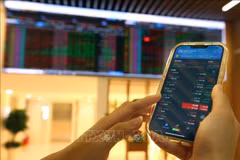 Cliente realiza transacciones en la empresa de valores de Bao Viet. (Foto: VNA)