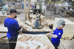 Producción de paneles de madera en la empresa Thuan An Wood. (Foto: VNA)