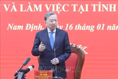 El secretario general del Partido Comunista de Vietnam, To Lam, habla en la reunión. (Foto: VNA)