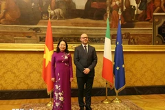 La vicepresidenta Vo Thi Anh Xuan y el presidente de la Cámara de Diputados de Italia, Lorenzo Fontana. (Foto: VNA)
