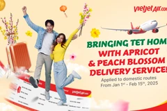 Vietjet lanza servicio de transporte de flores de melocotón y albaricoque con motivo del Tet 2025