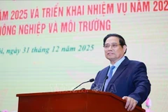 El primer ministro de Vietnam, Pham Minh Chinh habla en la conferencia. (Foto: VNA)