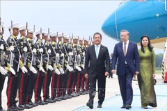 El secretario general del Partido Comunista de Vietnam, To Lam, y su esposa llegaron al Aeropuerto Halim Perdanakusuma en Yakarta, (Foto: VNA)