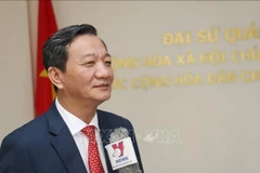 El embajador de Vietnam en Laos, Nguyen Minh Tam, concede una entrevista a la Agencia Vietnamita de Noticias (Foto: VNA)