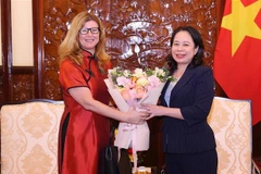 La vicepresidenta de Vietnam, Vo Thi Anh Xuan, recibe a Silvia Danailov, representante del Fondo de las Naciones Unidas para la Infancia (UNICEF) en el país indochino. (Foto: VNA)