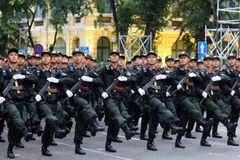 Fuerza Especial de Policía en el ensayo. Foto: Pham Kien - VNA