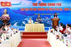 El primer ministro Pham Minh Chinh en la sesión de trabajo con el Buró Ejecutivo del Comité partidista de la provincia sureña de Ba Ria-Vung Tau. (Foto: VNA)