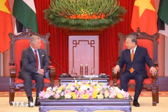 El secretario general del Partido Comunista de Vietnam, To Lam, (derecha) recibe al Rey Abdullah II bin Al Hussein de Jordania. (Foto: VNA)