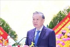 El secretario general del Partido Comunista de Vietnam, To Lam, habla en el acto. (Foto: VNA)