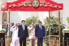 Ceremonia de bienvenida al presidente vietnamita Luong Cuong (izquierda) en Egipto. (Foto: VNA)
