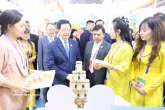 El viceprimer ministro Mai Van Chinh visita los pabellones de Vietnam en la 22.ª Feria China-ASEAN (CAEXPO). Foto: VNA