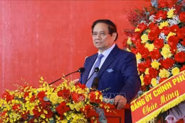 El primer ministro de Vietnam, Pham Minh Chinh, pronuncia un discurso en el evento (Fuente: VNA)